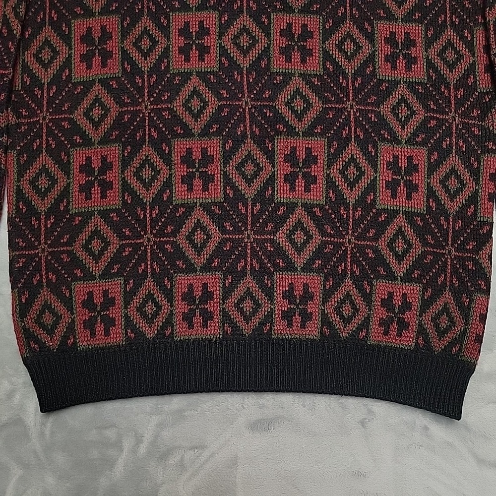 Saturdays Sweater Mens Large Multicolor Geometric Knit Crewneck Vintage 90s - Picture 2 of 6